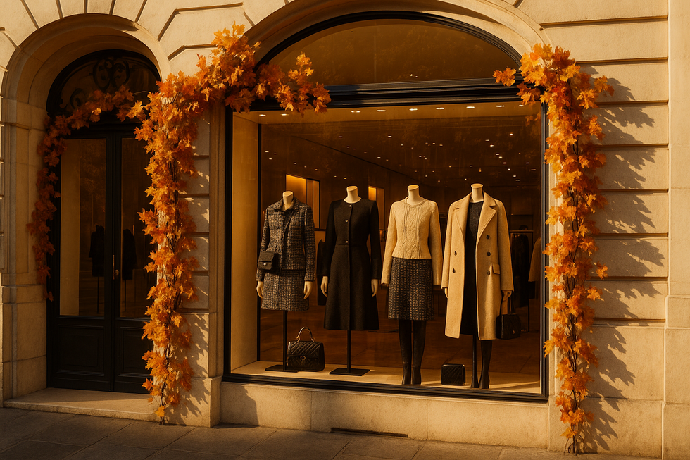 Chanel boutique etalage met najaarscollectie 2025 fashion display
