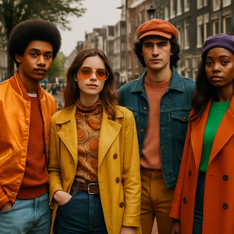 Jonge Nederlandse mensen dragen retro en moderne kleding beïnvloed door film- en mediatrends