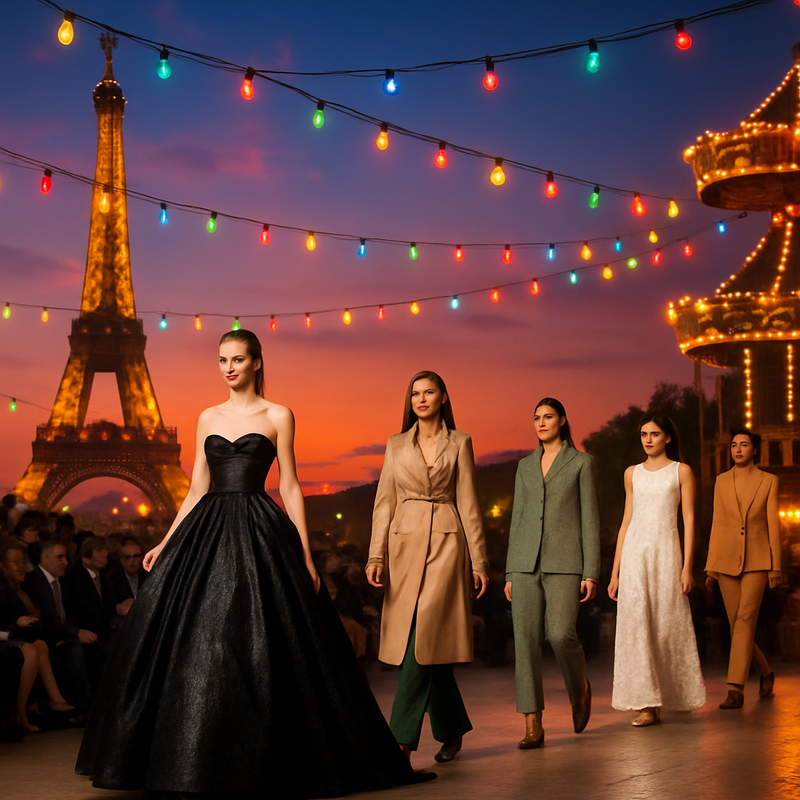 Runway met klassieke en duurzame mode tijdens een modeseizoen evenement in Parijs