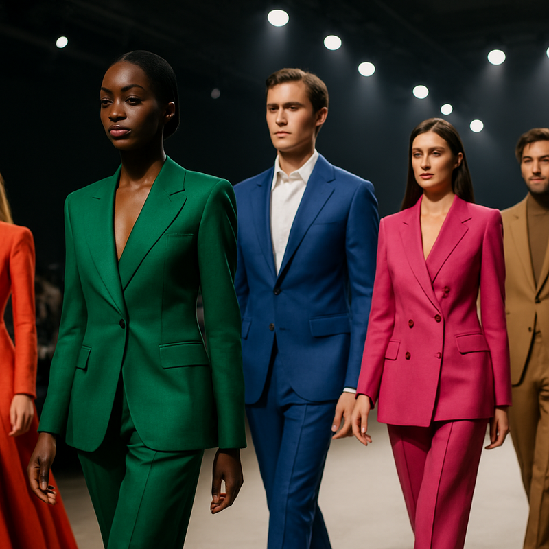 Modellen dragen luxe, duurzame haute couture outfits in een Nederlandse modeshow