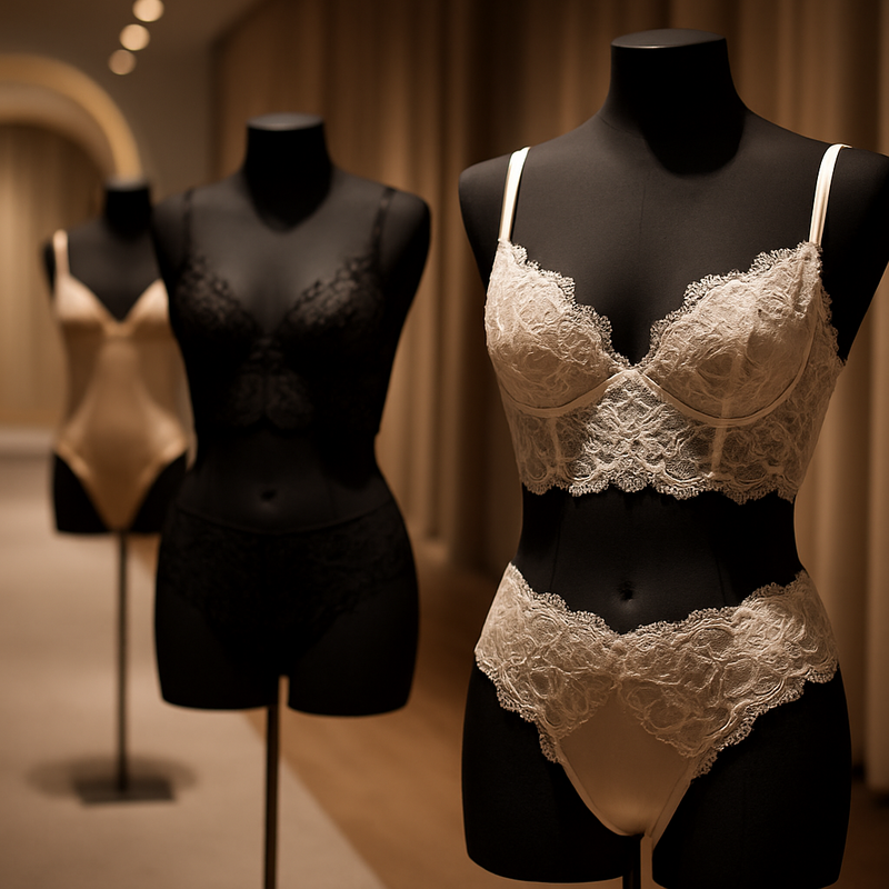Premium luxe lingerie collectie in een stijlvolle boutique setting