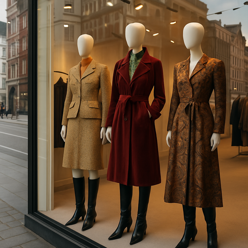 Pop-up winkel van Puck & Hans in Amsterdam met vintage haute couture kleding aan mannequins