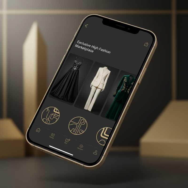 Smartphone displaying Poshmark's redesigned luxury fashion marketplace app interface with curated designer items