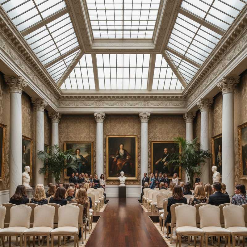 Interior of The Frick Collection museum in New York City showing elegant neoclassical architecture and intimate gallery spaces