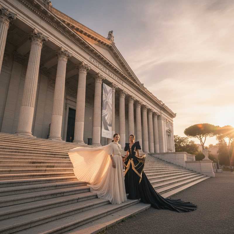 Exterior view of GNAM modern art museum in Rome where Fendi Couture show will take place