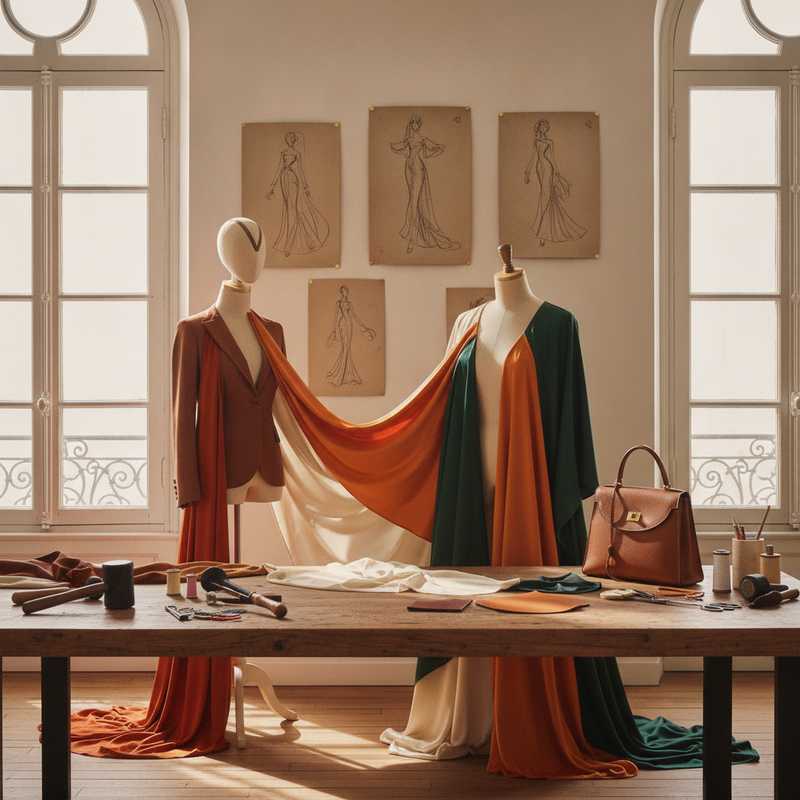 Luxe atelier met leer en zijde, voorbereidingen voor Hermès haute couture collectie 2027